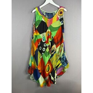 Advance Patchwork Dress Womens OS Sleeveless Colorful Boho Hippie Festival Artsy